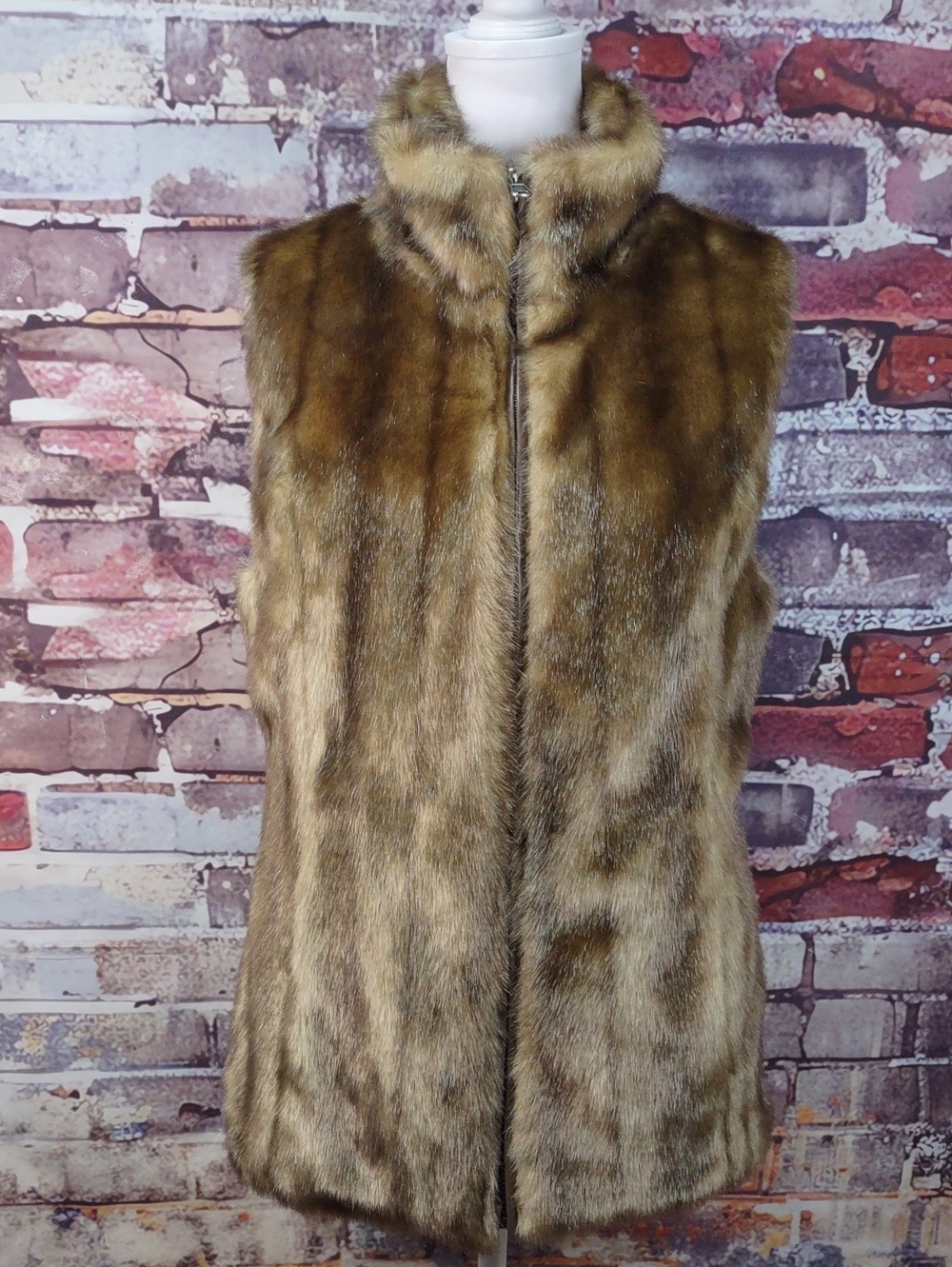 FUDA International Faux Fur/Faux Leather Reversible Vest